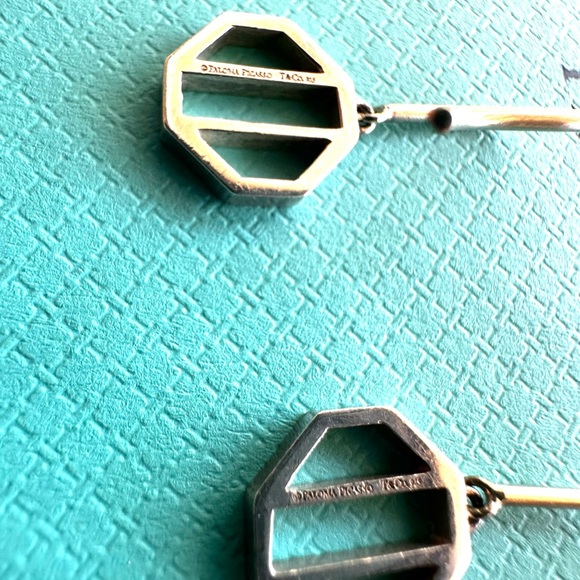 Tiffany & Co RARE Paloma Picasso Zellige Drop Dangle Earrings Sterling Silver - Picture 7 of 11